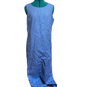 Dué Per Dué Vintage Linen Periwinkle Zip Up Boat Neck Maxi Dress A24